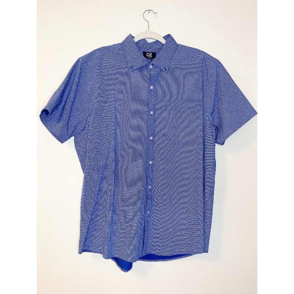 Cutter & Buck XL Blue Non-Iron Button Up Shirt Short Sleeve 100% Cotton